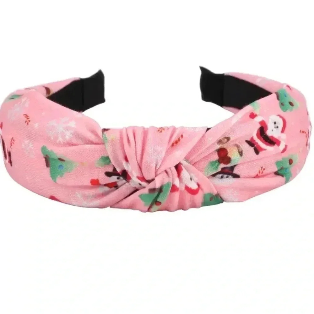 1 Piece Christmas Cross Knotted Headband, Pink